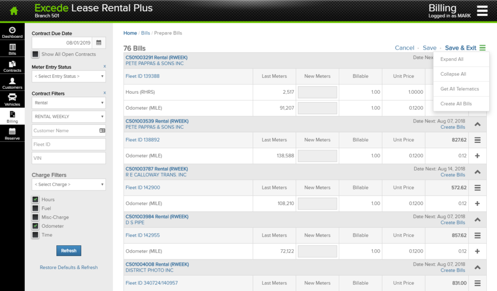 Lease Rental Interface