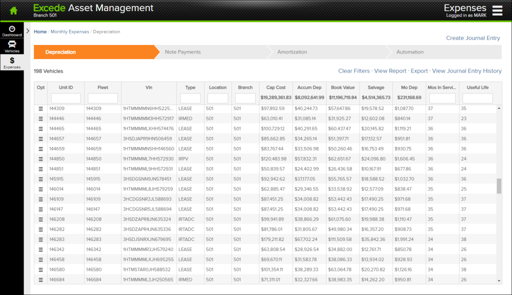 Excede Asset Management: Automated Amortization, Note Payments, GL Monthly Journal Entries and More