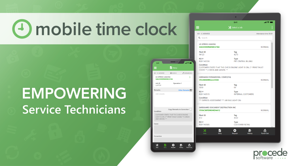 Mobile Time Clock: Empowering Service Technicians with Remote Access to Attendance/Shop Clocks, Vehicle Service History, Imagery, and More